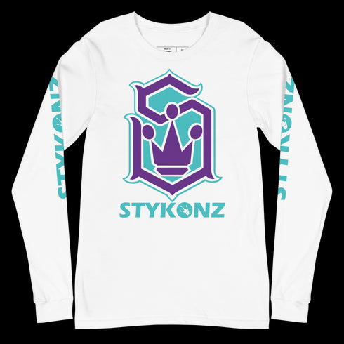 Men's Graffiti Long Sleeve Tee Turquoise & Purple S - Kingz Crown | Hip - Hop Streetwear Tee - Stykonz Graffiti Streetwear