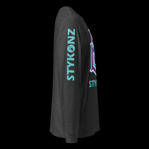 Men's Graffiti Long Sleeve Tee Turquoise & Purple S - Kingz Crown | Hip - Hop Streetwear Tee - Stykonz Graffiti Streetwear