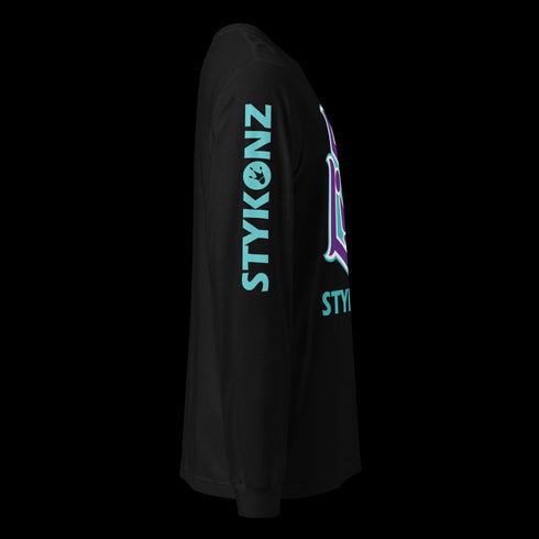 Men's Graffiti Long Sleeve Tee Turquoise & Purple S - Kingz Crown | Hip - Hop Streetwear Tee - Stykonz Graffiti Streetwear