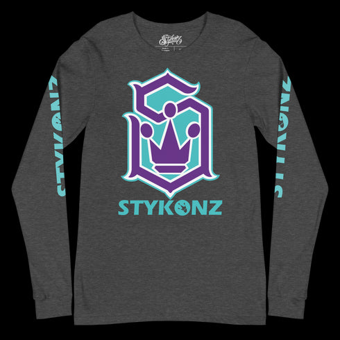 Men's Graffiti Long Sleeve Tee Turquoise & Purple S - Kingz Crown | Hip - Hop Streetwear Tee - Stykonz Graffiti Streetwear