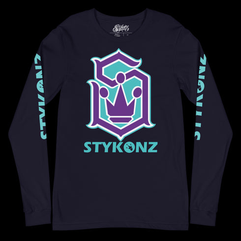 Men's Graffiti Long Sleeve Tee Turquoise & Purple S - Kingz Crown | Hip - Hop Streetwear Tee - Stykonz Graffiti Streetwear