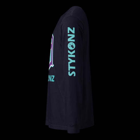 Men's Graffiti Long Sleeve Tee Turquoise & Purple S - Kingz Crown | Hip - Hop Streetwear Tee - Stykonz Graffiti Streetwear
