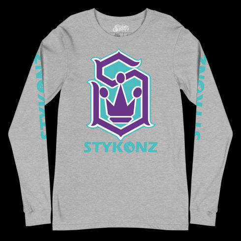 Men's Graffiti Long Sleeve Tee Turquoise & Purple S - Kingz Crown | Hip - Hop Streetwear Tee - Stykonz Graffiti Streetwear