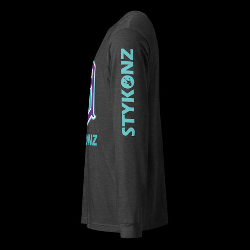 Men's Graffiti Long Sleeve Tee Turquoise & Purple S - Kingz Crown | Hip - Hop Streetwear Tee - Stykonz Graffiti Streetwear