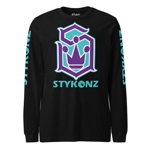 Men's Graffiti Long Sleeve Tee Turquoise & Purple S - Kingz Crown | Hip - Hop Streetwear Tee - Stykonz Graffiti Streetwear
