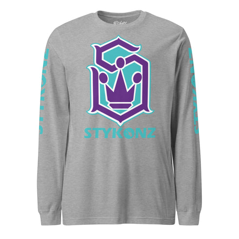 Men's Graffiti Long Sleeve Tee Turquoise & Purple S - Kingz Crown | Hip - Hop Streetwear Tee - Stykonz Graffiti Streetwear