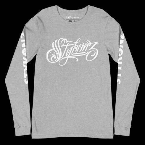 Men's Graffiti Long Sleeve Tee White Scriptkonz | Hip - Hop Streetwear Tee - Stykonz Graffiti Streetwear