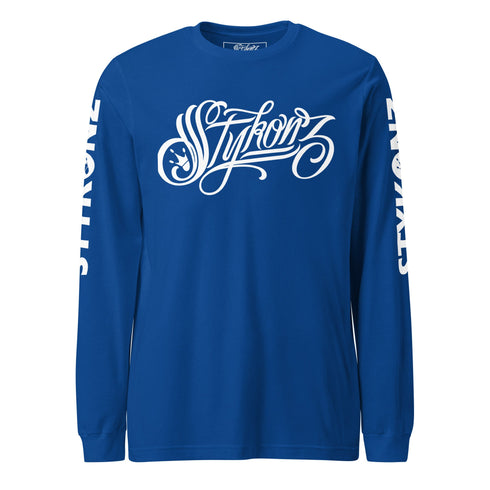 Men's Graffiti Long Sleeve Tee White Scriptkonz | Hip - Hop Streetwear Tee - Stykonz Graffiti Streetwear