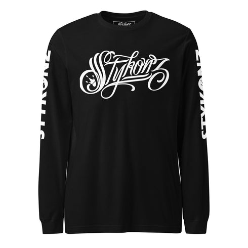 Men's Graffiti Long Sleeve Tee White Scriptkonz | Hip - Hop Streetwear Tee - Stykonz Graffiti Streetwear