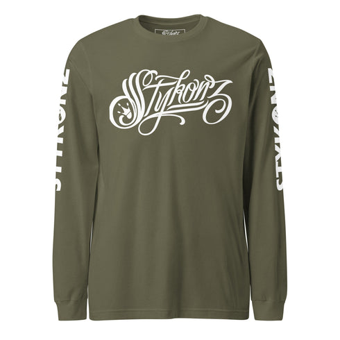 Men's Graffiti Long Sleeve Tee White Scriptkonz | Hip - Hop Streetwear Tee - Stykonz Graffiti Streetwear