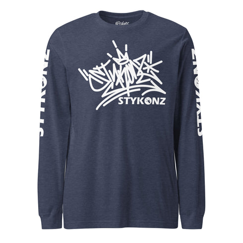 Men's Graffiti Long Sleeve Tee White Stykonz Tag | Hip - Hop Streetwear Tee - Stykonz Graffiti Streetwear