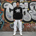 Men's Graffiti Long Sleeve Tee White Stykonz Tag | Hip - Hop Streetwear Tee - Stykonz Graffiti Streetwear