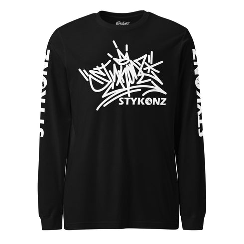 Men's Graffiti Long Sleeve Tee White Stykonz Tag | Hip - Hop Streetwear Tee - Stykonz Graffiti Streetwear