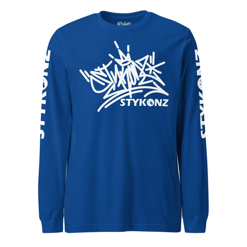 Men's Graffiti Long Sleeve Tee White Stykonz Tag | Hip - Hop Streetwear Tee - Stykonz Graffiti Streetwear