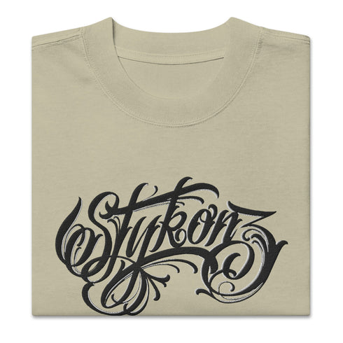 Men's Graffiti Oversized Faded T-Shirt XL Embroidered BW Scriptkonz | Hip - Hop Streetwear T-Shirt - Stykonz Graffiti Streetwear