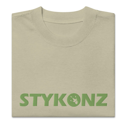 Men's Graffiti Oversized Faded T-Shirt XL Embroidered Kiwi Stykonz Block | Hip - Hop Streetwear T-Shirt - Stykonz Graffiti Streetwear