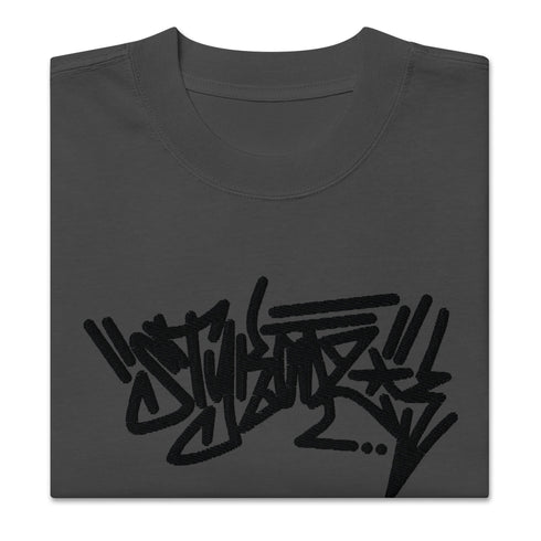 Men's Graffiti Oversized Faded T-Shirt XL Embroidered Stykonz feat Black City Tagz | Hip - Hop Streetwear T-Shirt - Stykonz Graffiti Streetwear