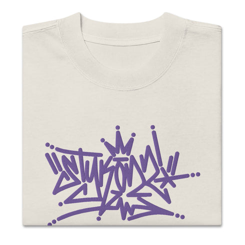Men's Graffiti Oversized Faded T-Shirt XL Embroidered Stykonz feat Purpz Crown Tagz | Hip - Hop Streetwear T-Shirt - Stykonz Graffiti Streetwear