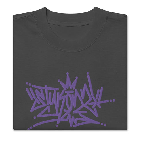 Men's Graffiti Oversized Faded T-Shirt XL Embroidered Stykonz feat Purpz Crown Tagz | Hip - Hop Streetwear T-Shirt - Stykonz Graffiti Streetwear