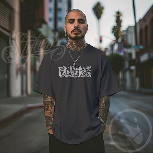 Men's Graffiti Oversized Faded T-Shirt XL Embroidered Stykonz feat Wildstyle | Hip - Hop Streetwear T-Shirt - Stykonz Graffiti Streetwear
