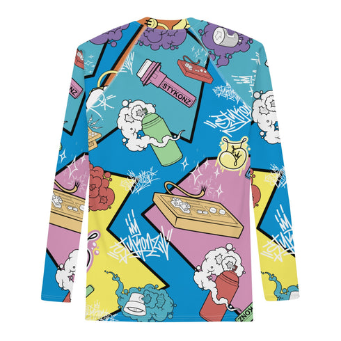 Men's Graffiti Rash Guard 90's Elements Throw Ups and Tags | Hip - Hop Streetwear Rash Guard - Stykonz Graffiti Streetwear