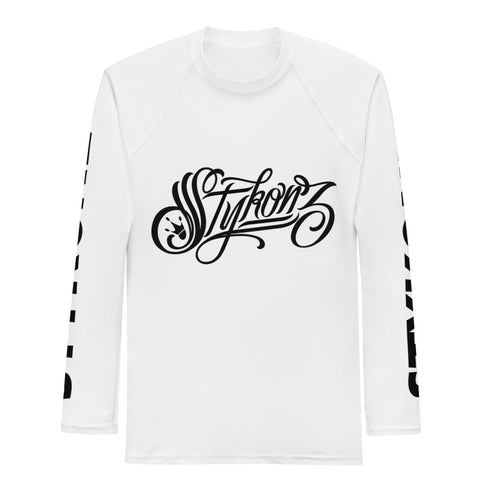 Men's Graffiti Rash Guard Black on White Scriptkonz | Hip - Hop Streetwear Rash Guard - Stykonz Graffiti Streetwear