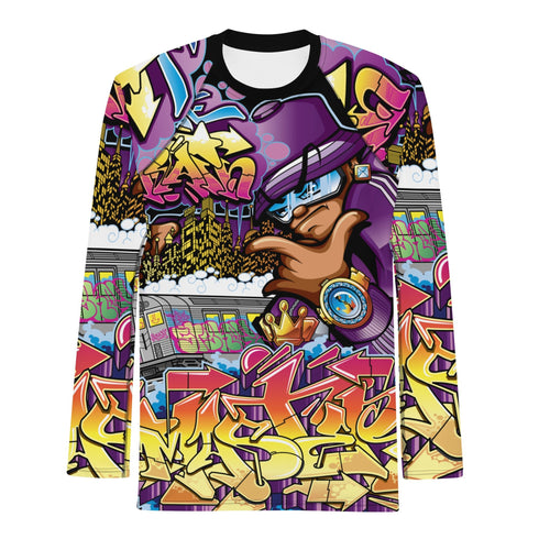 Men's Graffiti Rash Guard Black The Train Master NY Wildstyle | Hip - Hop Streetwear Rash Guard - Stykonz Graffiti Streetwear