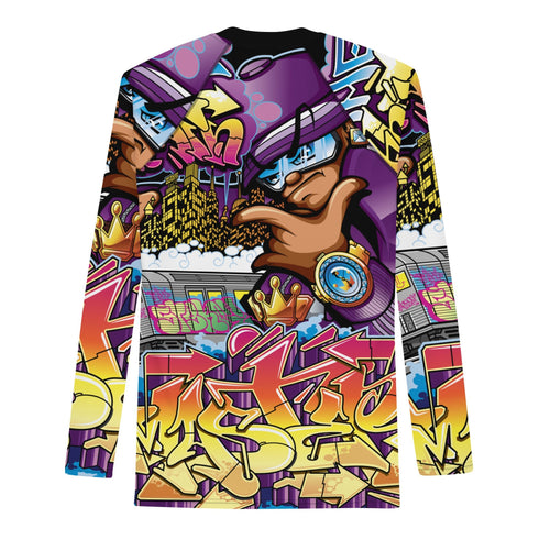 Men's Graffiti Rash Guard Black The Train Master NY Wildstyle | Hip - Hop Streetwear Rash Guard - Stykonz Graffiti Streetwear