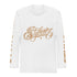 Men's Graffiti Rash Guard Gold on White Scriptkonz | Hip - Hop Streetwear Rash Guard - Stykonz Graffiti Streetwear