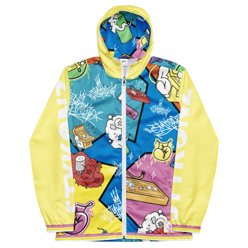 Men’s Graffiti Windbreaker Jacket – 90’s Elements Throw Ups and Tags Hip - Hop Streetwear | Stykonz™ - Stykonz Graffiti Streetwear