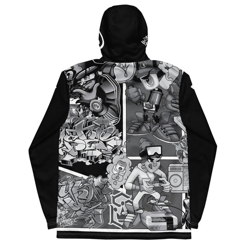 Men’s Graffiti Windbreaker Jacket – B&W Comic Stykonz 1 Hip - Hop Streetwear - Stykonz Graffiti Streetwear