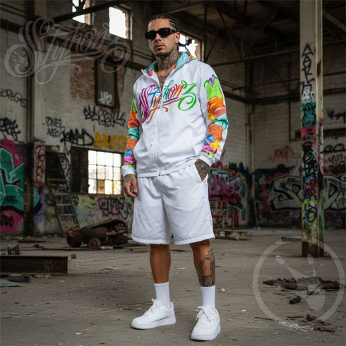 Men’s Graffiti Windbreaker Jacket – Candy Graffiti Hip - Hop Streetwear | Stykonz™ - Stykonz Graffiti Streetwear