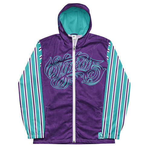 Men’s Graffiti Windbreaker Jacket – Candy Turquoise Script Hip - Hop Streetwear | Stykonz™ - Stykonz Graffiti Streetwear