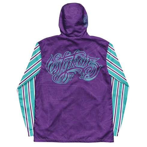 Men’s Graffiti Windbreaker Jacket – Candy Turquoise Script Hip - Hop Streetwear | Stykonz™ - Stykonz Graffiti Streetwear