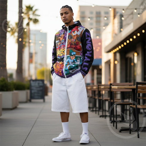 Men’s Graffiti Windbreaker Jacket – Comic Stykonz 1 Hip - Hop Streetwear | Stykonz™ - Stykonz Graffiti Streetwear