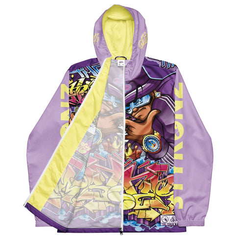 Men’s Graffiti Windbreaker Jacket – Purple “The Train Master” NY Wildstyle Hip - Hop Streetwear | Stykonz™ - Stykonz Graffiti Streetwear