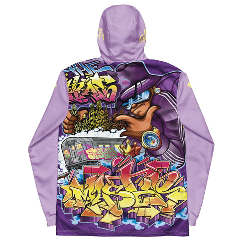 Men’s Graffiti Windbreaker Jacket – Purple “The Train Master” NY Wildstyle Hip - Hop Streetwear | Stykonz™ - Stykonz Graffiti Streetwear
