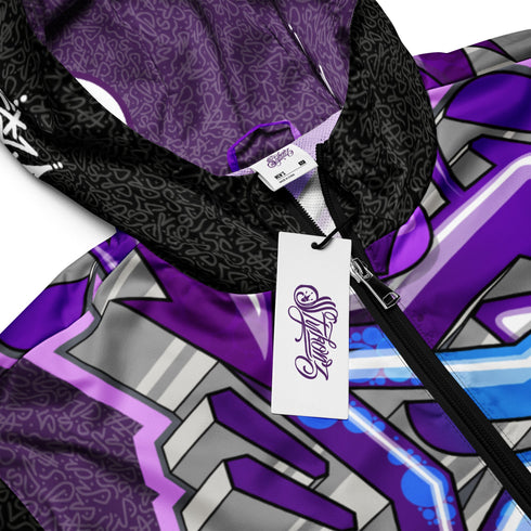 Men’s Graffiti Windbreaker Jacket – Stykonz Purple Wildstyle Hip - Hop Streetwear | Stykonz™ - Stykonz Graffiti Streetwear