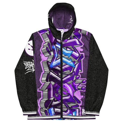 Men’s Graffiti Windbreaker Jacket – Stykonz Purple Wildstyle Hip - Hop Streetwear | Stykonz™ - Stykonz Graffiti Streetwear