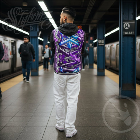 Men’s Graffiti Windbreaker Jacket – Stykonz Purple Wildstyle Hip - Hop Streetwear | Stykonz™ - Stykonz Graffiti Streetwear