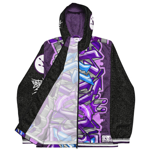 Men’s Graffiti Windbreaker Jacket – Stykonz Purple Wildstyle Hip - Hop Streetwear | Stykonz™ - Stykonz Graffiti Streetwear