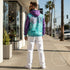 Men’s Graffiti Windbreaker Jacket – Turquoise Mix Script Hip - Hop Streetwear | Stykonz™ - Stykonz Graffiti Streetwear