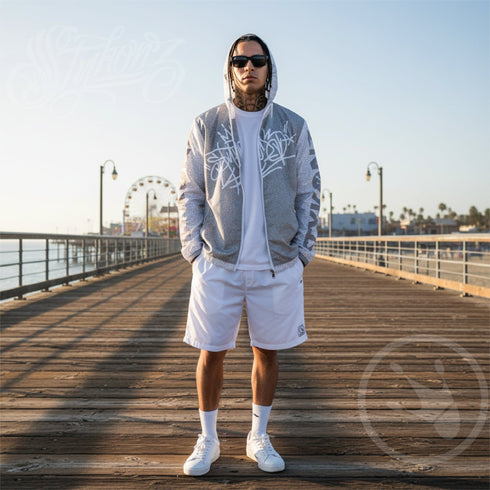 Men’s Graffiti Windbreaker Jacket – White Style Master Tag Hip - Hop Streetwear | Stykonz™ - Stykonz Graffiti Streetwear