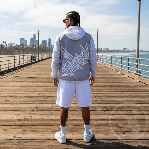 Men’s Graffiti Windbreaker Jacket – White Style Master Tag Hip - Hop Streetwear | Stykonz™ - Stykonz Graffiti Streetwear