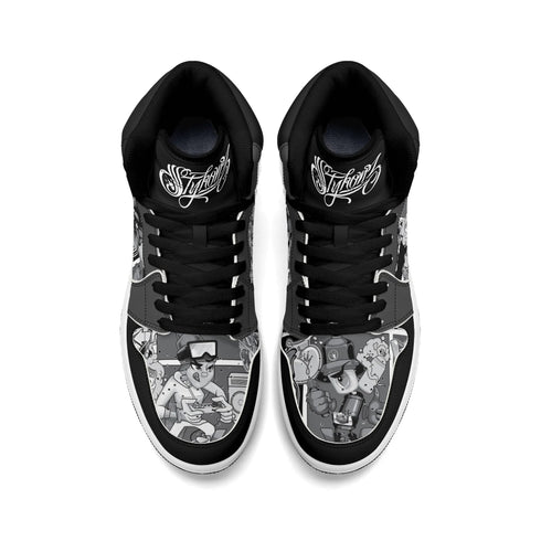 Metari 6T7 High Top Snekonz – Comic Stykonz 1 Black | Hip - Hop Streetwear Kicks - Stykonz Graffiti Streetwear