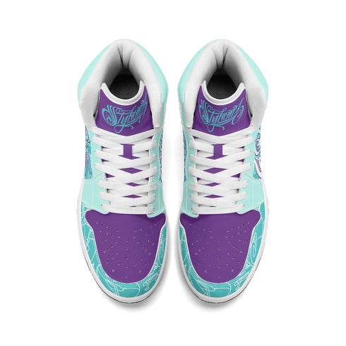 Metari 6T7 High Top Snekonz feat Stykonz Turquoise Mix Script | Hip Hop Streetwear Kicks - Stykonz Graffiti Streetwear