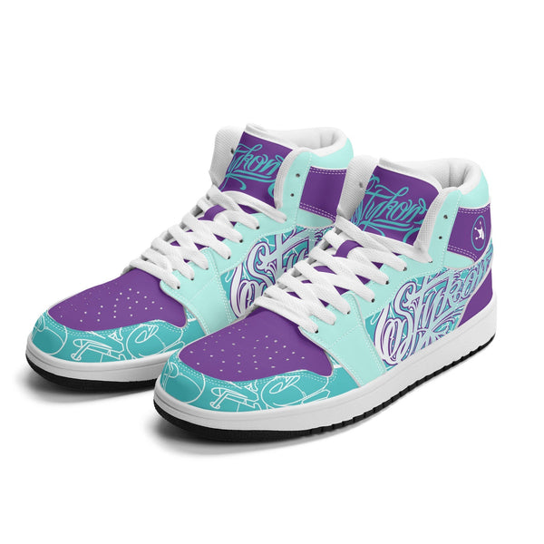 Metari 6T7 High Top Snekonz feat Stykonz Turquoise Mix Script | Hip Hop Streetwear Kicks - Stykonz Graffiti Streetwear