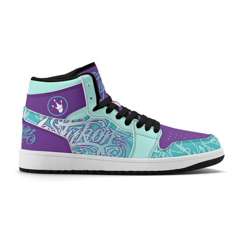 Metari 6T7 High Top Snekonz feat Stykonz Turquoise Mix Script | Hip Hop Streetwear Kicks - Stykonz Graffiti Streetwear