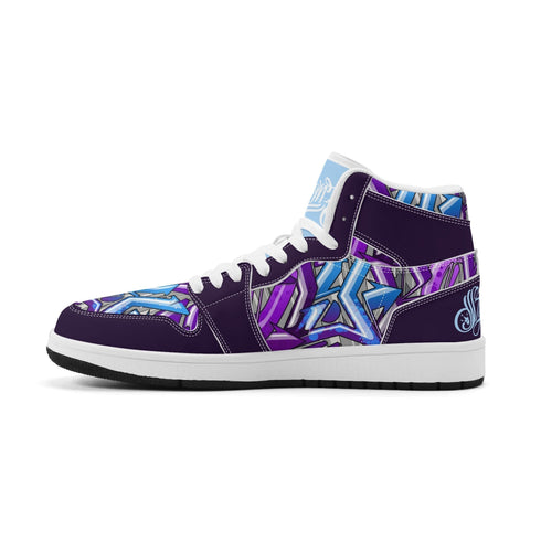 Metari 6T7 High Top Snekonz – Purple Wildstyle | Hip - Hop Streetwear Kicks - Stykonz Graffiti Streetwear