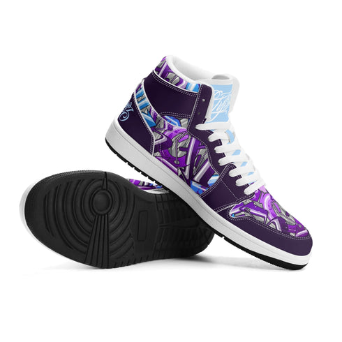 Metari 6T7 High Top Snekonz – Purple Wildstyle | Hip - Hop Streetwear Kicks - Stykonz Graffiti Streetwear